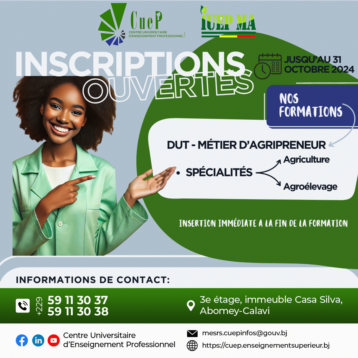 Recrutement de la 3e promotion d'agripreneurs à l'IUEP de Djougou